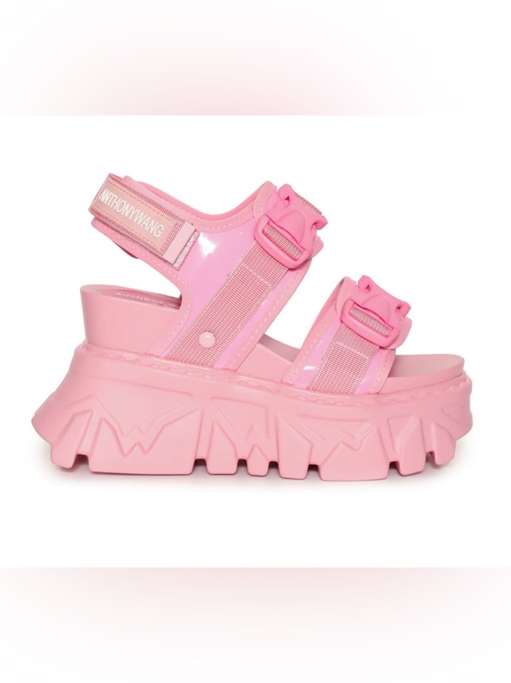 ANTHONY WANG HOT BUBBLEGUM PINK PLATFORM SANDALS, size 8.5